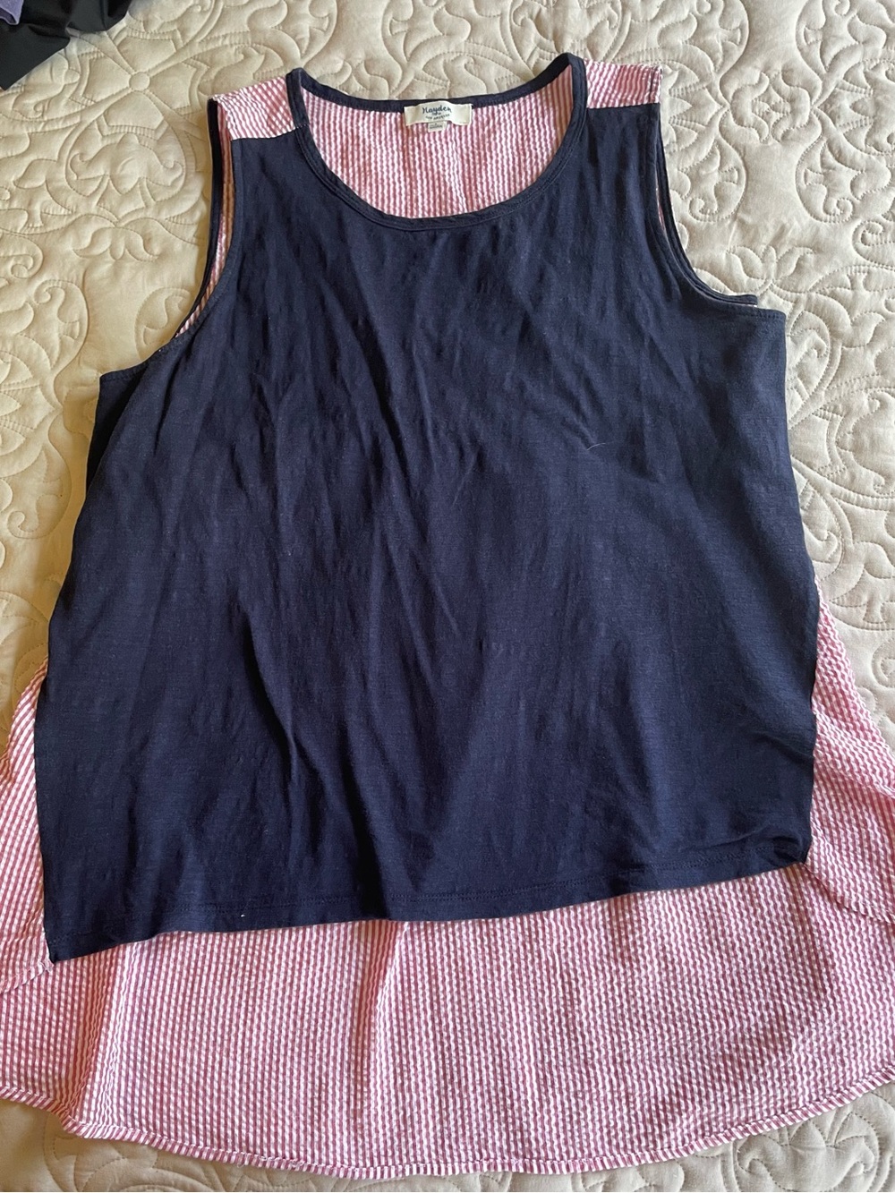 Two-Tone Sleeveless Layered Tank Top